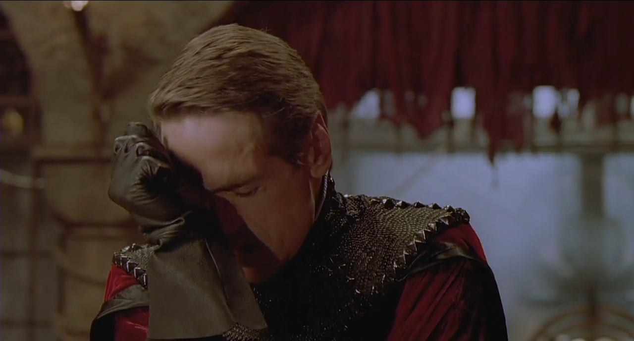 Jeremy Irons Dungeons and Dragons 2000 facepalm